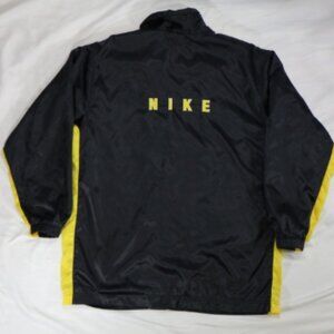VTG NIKE Satin Black and Yellow Snap Button Jacket